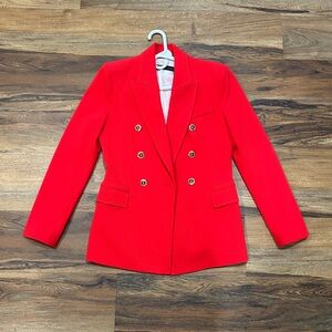 Zara Vibrant Red Double-Breasted Jacket